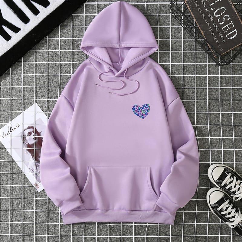 Lavender Blossom Heart Hoodie