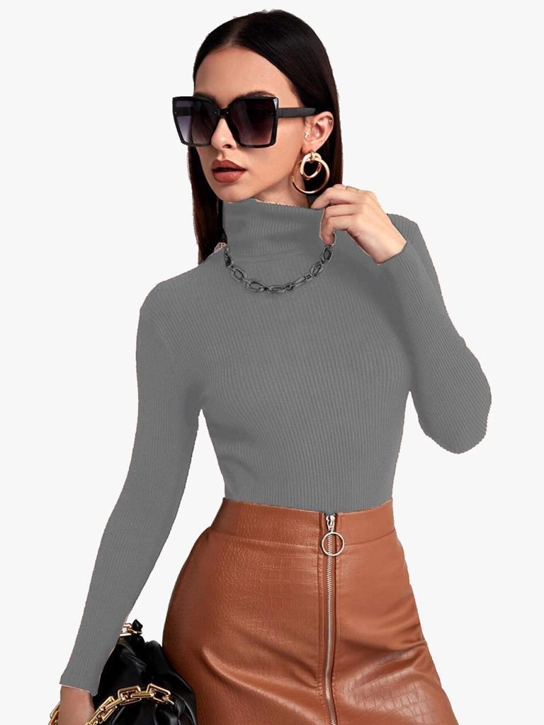Chic Ribbed Slim-Fit Turtleneck Top