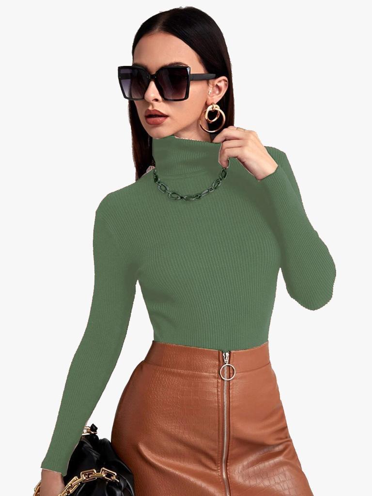 Chic Ribbed Slim-Fit Turtleneck Top