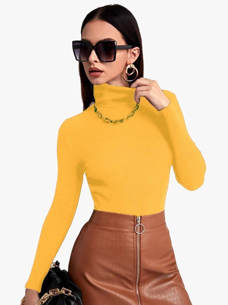 Chic Ribbed Slim-Fit Turtleneck Top
