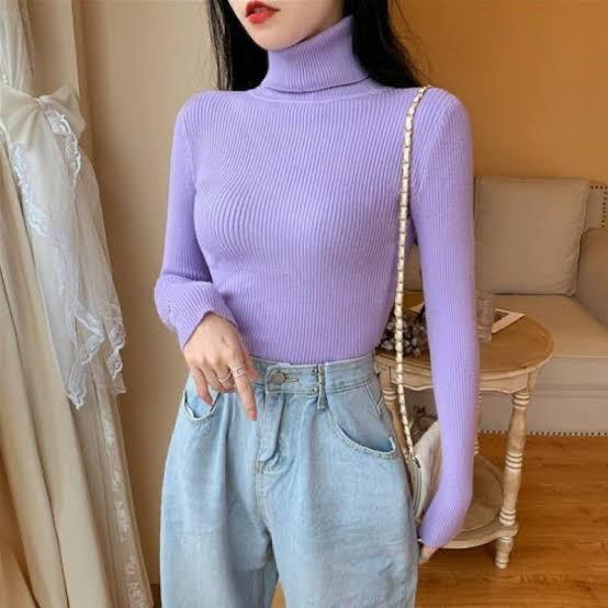 Classic Black Slim-Fit Turtleneck Top