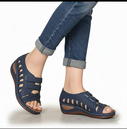 Women's Suede Wedge Sandal with Stud Detail"