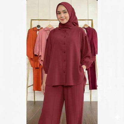 Mint Ruffle Collar Tunic & Trouser Set