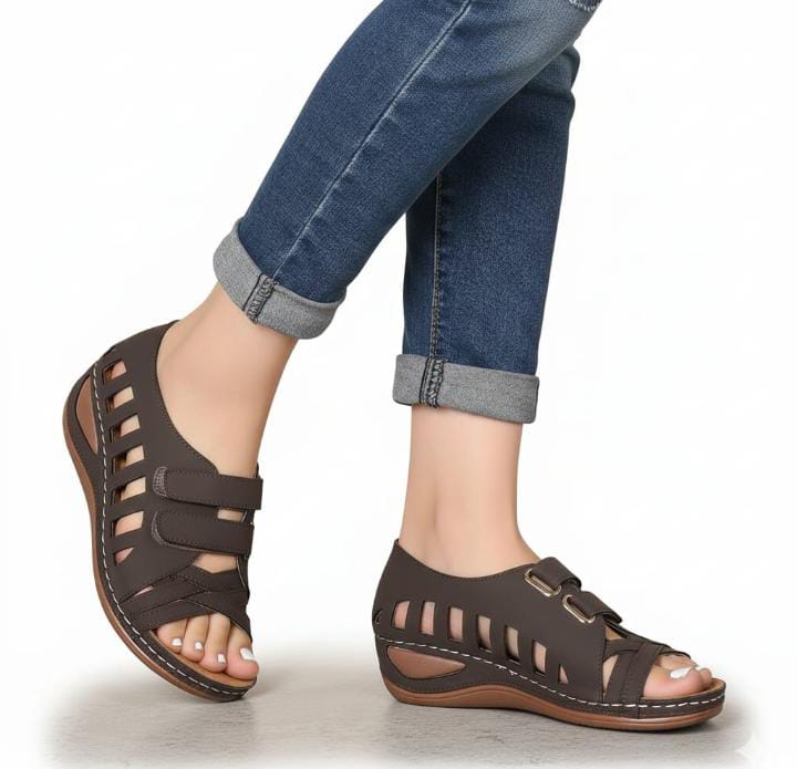 Women's Suede Wedge Sandal with Stud Detail"