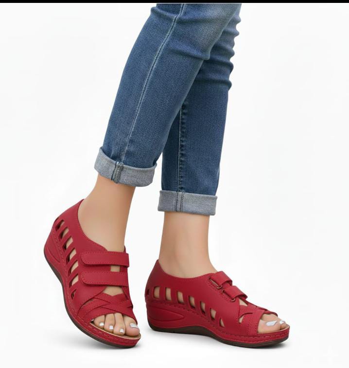 Women's Suede Wedge Sandal with Stud Detail"