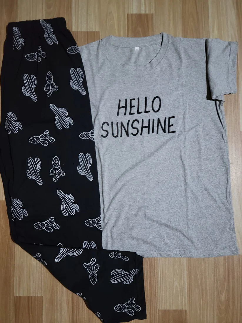 Hello Sunshine Printed Summer Night Suit