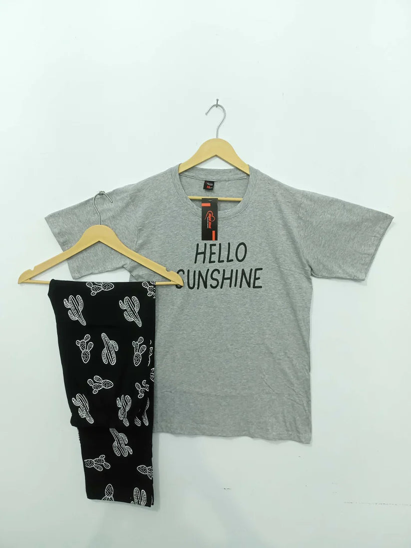 Hello Sunshine Printed Summer Night Suit
