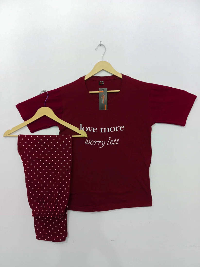 Love More Printed Summer Night Suit