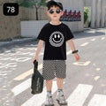 Black Smiley Half Sleeve Kids Suit (Each)