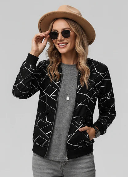 Winter Geo Printed Jacket For Women