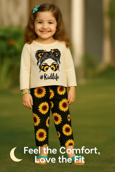 Sunflower Vibe Kids Night Suit