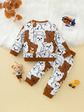 Multi Bear Printed Kids Winter Suit