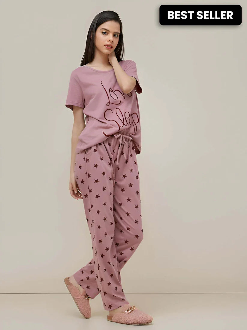 Love Sleep Printed Summer Night Suit