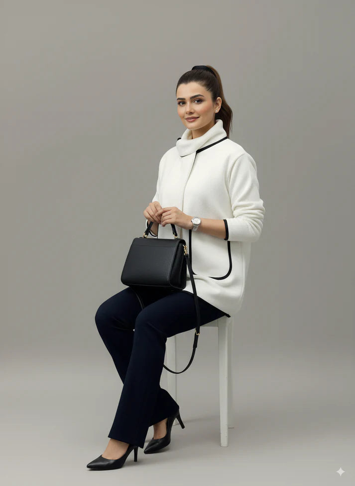 Winter Long Sleeve Winter Trim Coat + Shawl