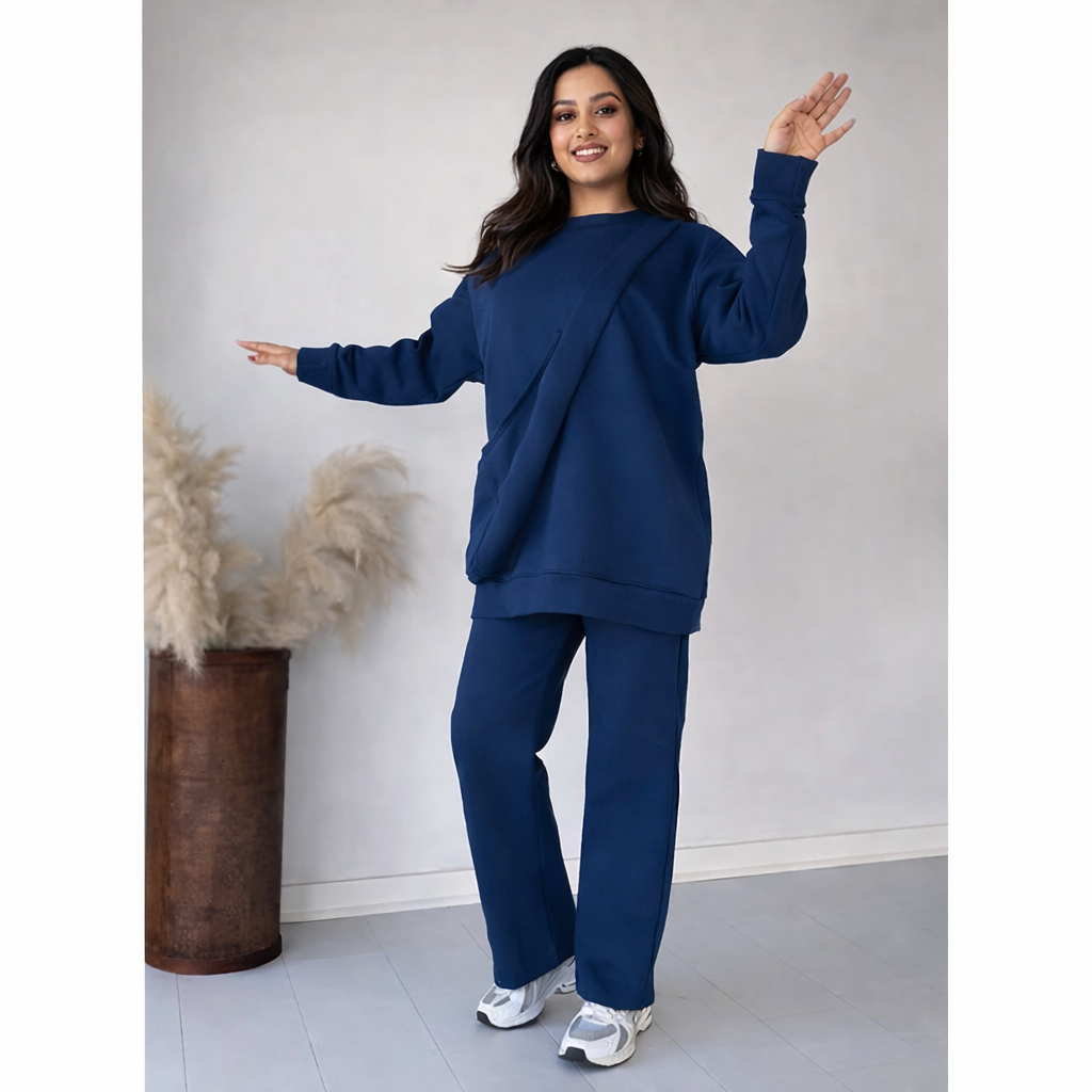 Winter Carryall Printed Long Sleeves Co-Ord Set + Bag