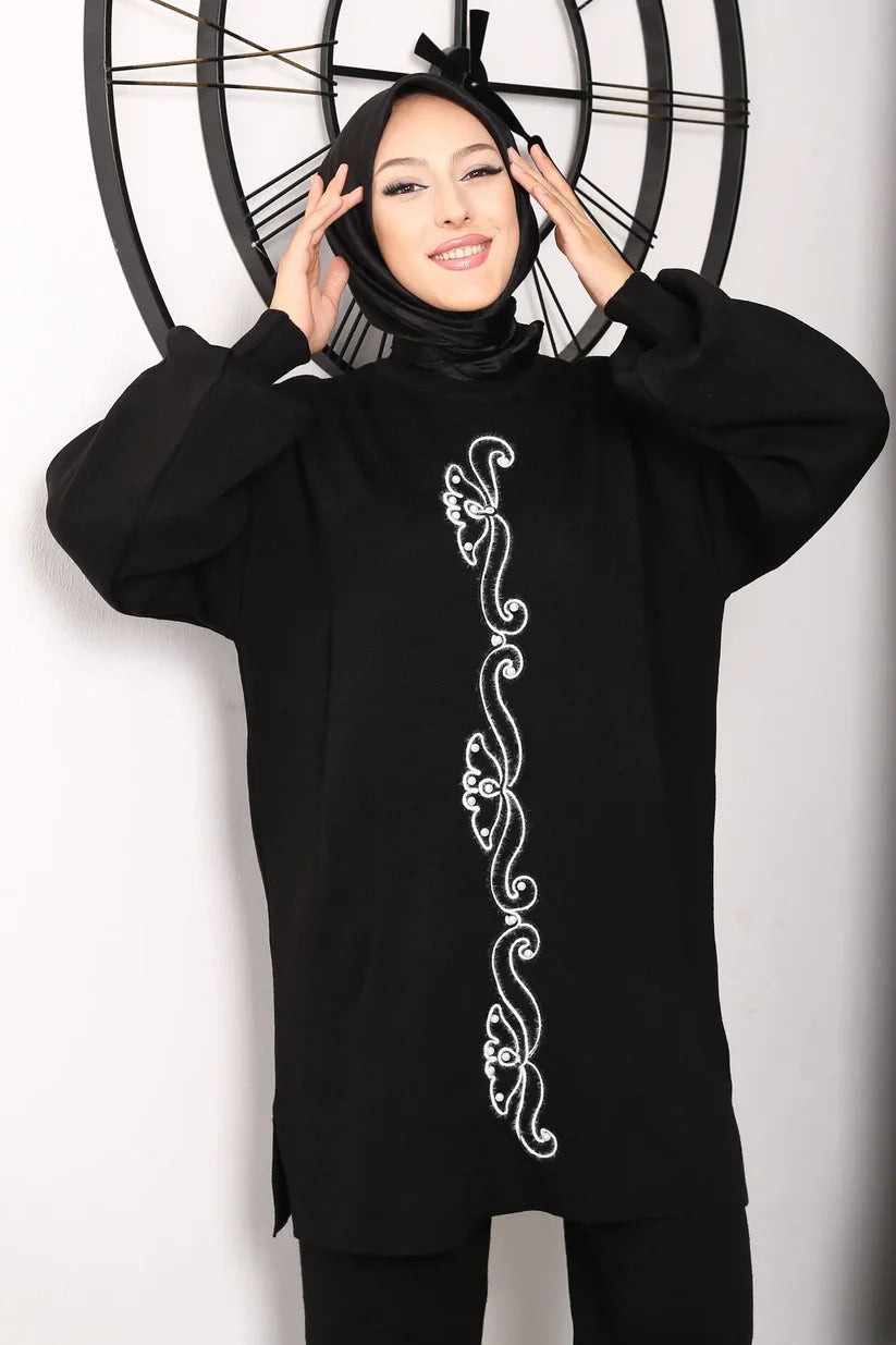 Winter Floral Printed Long Sleeves 2 PCs Co-Ord Set