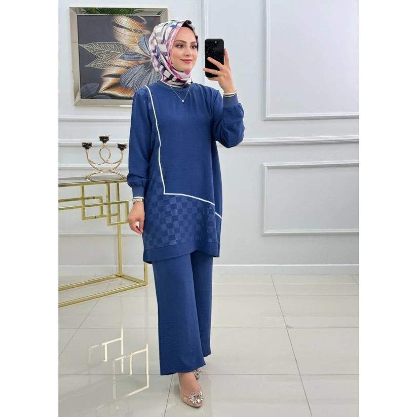 Winter Mosaic Printed Long Sleeves 2 PC Co-Ord Set