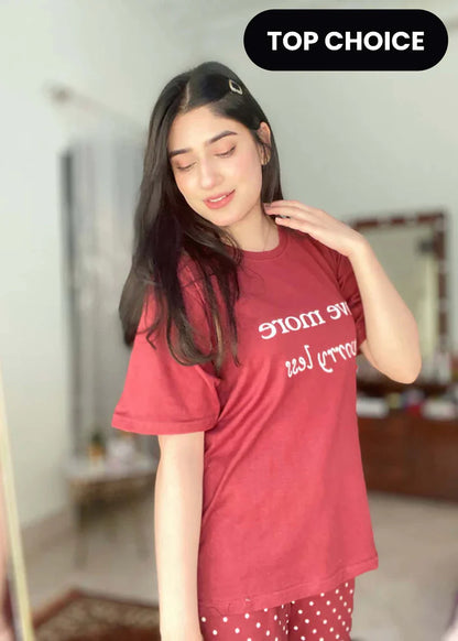 Love More Printed Summer Night Suit