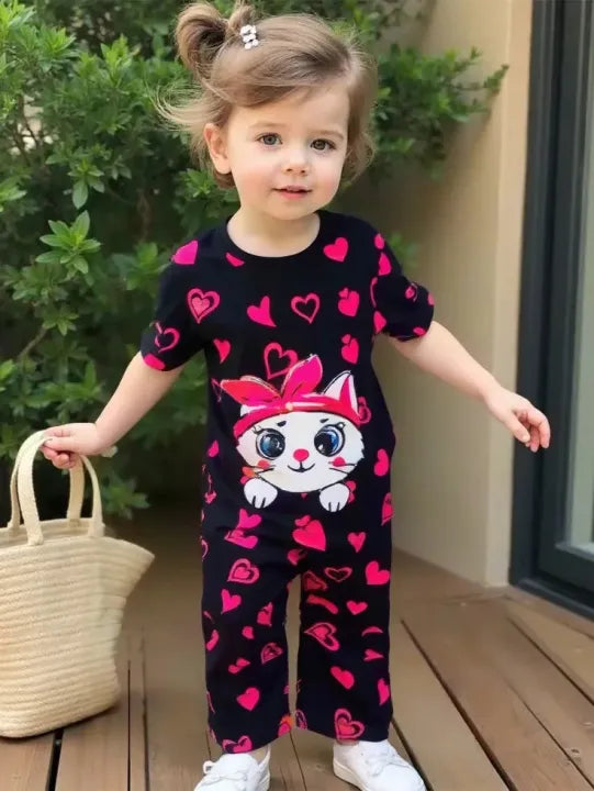 Cute Cat Printed Suit