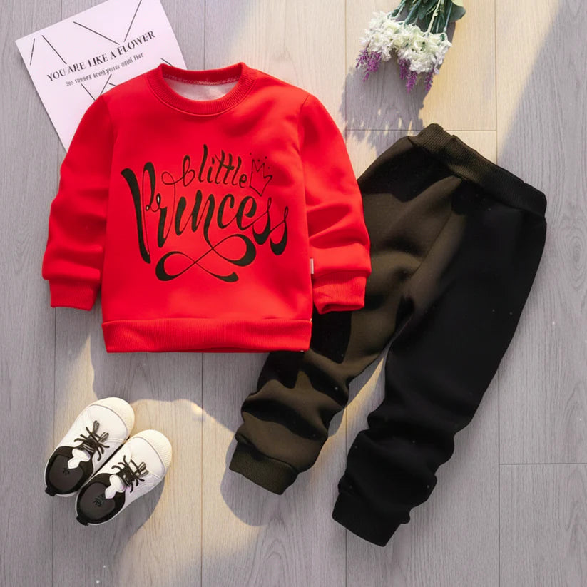 Red Little Princess Printed Kids Winter Suit (Each)