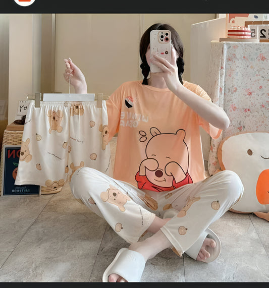 3 Piece Peach Shyness Nightwear