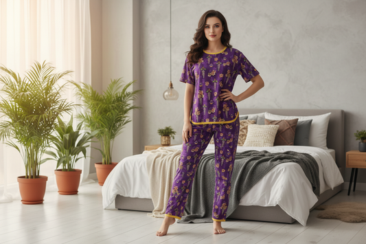 PURPLE HAZE BLOOM PRINTED SHIRT AND TROUSER