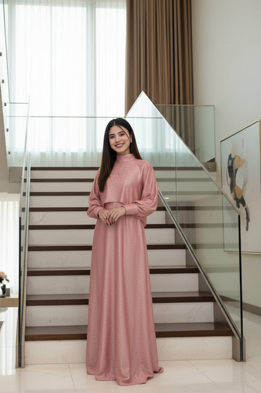 Pink Glitter 'Moonlight Shimmer' cape and maxi two-piece set