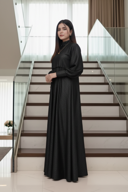 Black Glitter 'Moonlight Shimmer' cape and maxi two-piece set