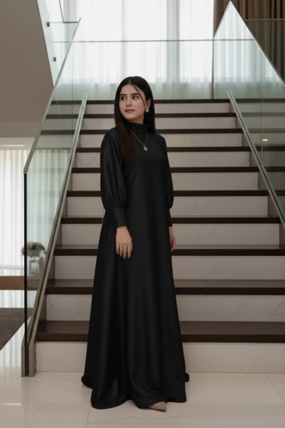 Black Glitter 'Moonlight Shimmer' cape and maxi two-piece set