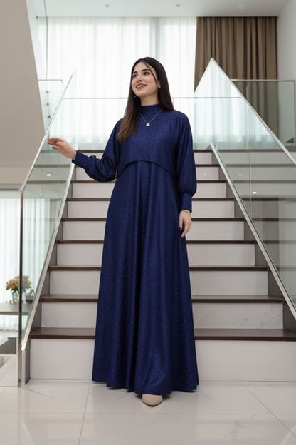 Midnight Elegance Glitter 'Moonlight Shimmer' cape and maxi two-piece set