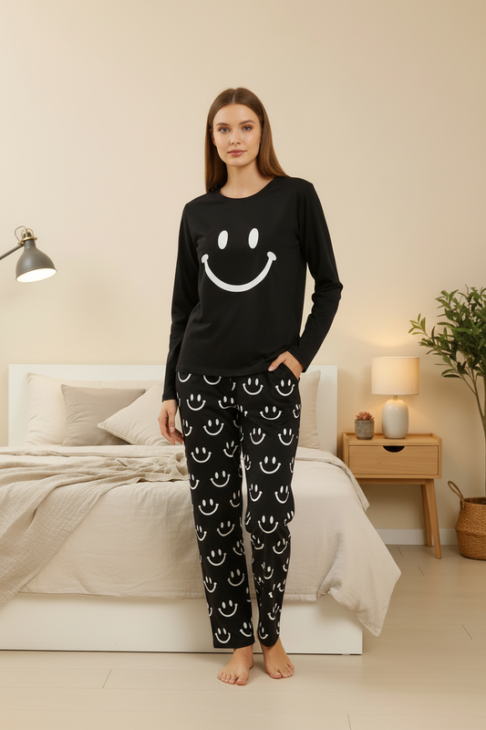 Black Smiley Face Style Night Dress