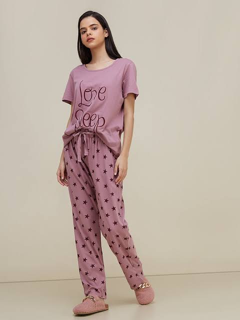 Love Sleep Printed Summer Night Suit