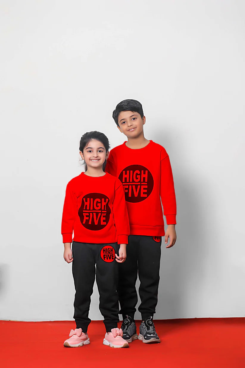 Red High Five Printed Kids Winter Suit (Each)