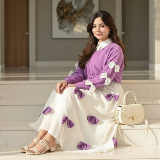 Lavender Purple Bow Maxi 2-Piece Set