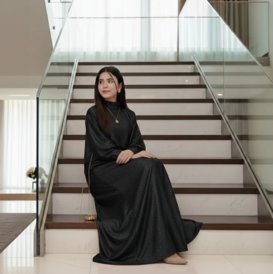 Black Glitter 'Moonlight Shimmer' cape and maxi two-piece set